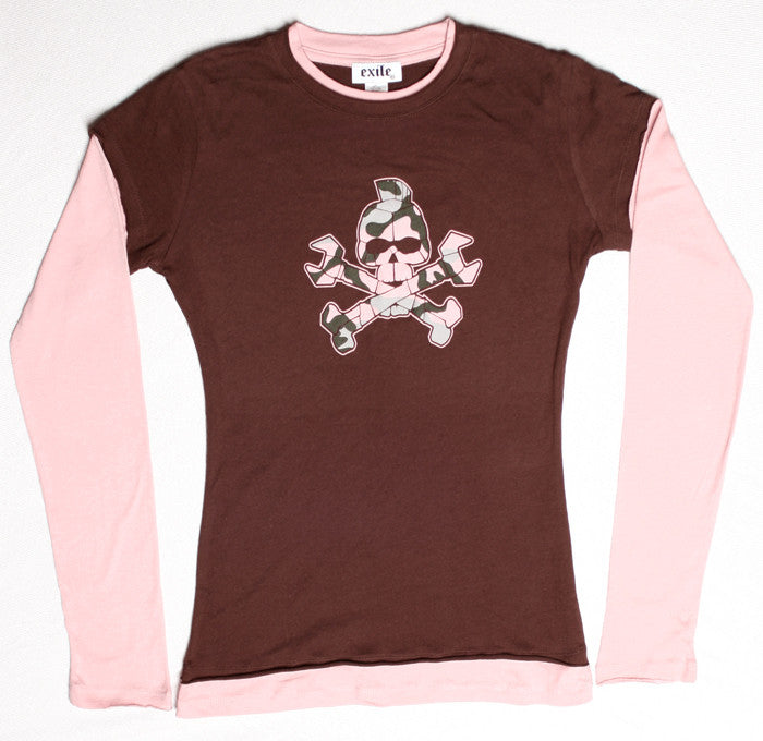 Exile Cycles Girls Russel Skull  purple/pink T-shirt - rodehawg