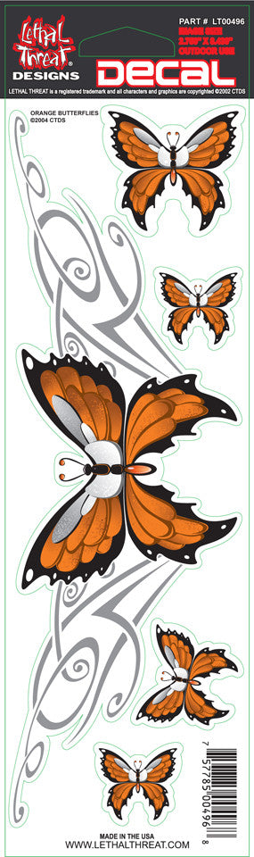 Orange Butterfly  LT00496 Lethal Threat Decal