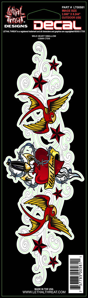 Wild Heart Swallow  LT00581 Lethal Threat Decal