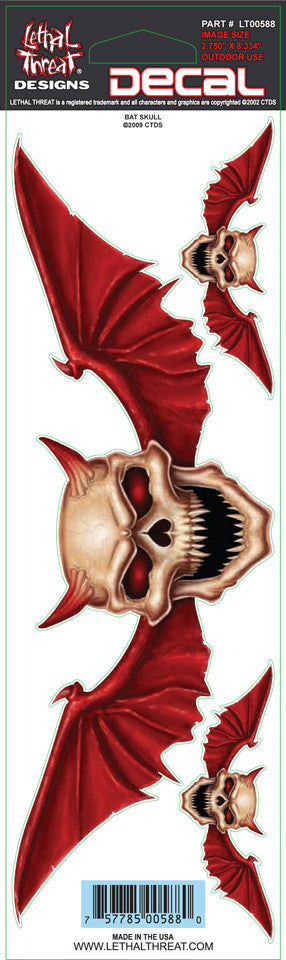 Bat Skull  LT00588 Lethal Threat Decal - rodehawg