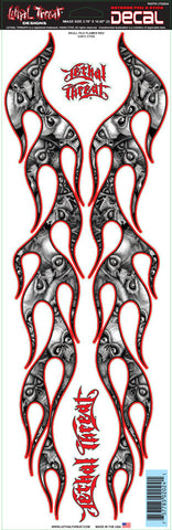 Skull Flames Red LT02024  Lethal Threat Decal