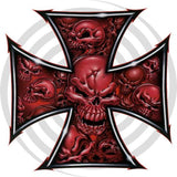 Iron Cross Red Skull  LT06003 Lethal Threat Decal