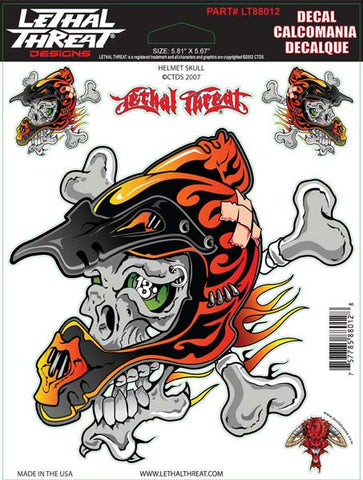 Helmet-Skull - 6" by 8"  - LT88012  Lethal threat Decal - rodehawg