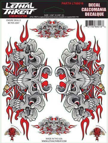 Engine-Skulls - 6" by 8"  - LT88016  Lethal threat Decal - rodehawg