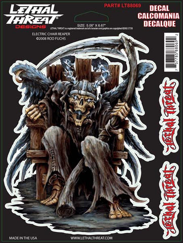 Electric chair Reaper - 6" by 8"  - LT88069  Lethal threat Decal - rodehawg