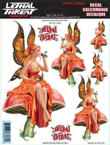 Orange Mushroom Fairy - 6" by 8"  - LT88084 Lethal Threat Decal