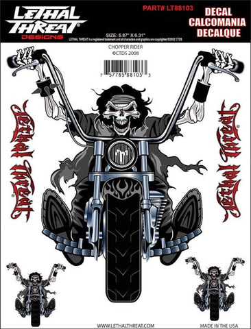 Chopper Rider - 6" by 8"  - LT88103  Lethal threat Decal - rodehawg