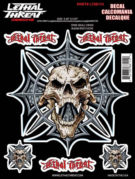 Spike Skull Decal - 6" by 8"  - LT88114 Lethal Threat Decal