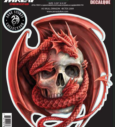 As Skull Dragon - 6" by 8"  - LT88187  Lethal threat Decal - rodehawg