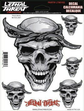 Thug skull - 6" by 8"  - LT90182 Lethal Threat Decal