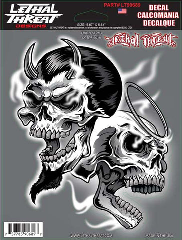Evil n Good - 6" by 8"  - LT90689  Lethal threat Decal - rodehawg
