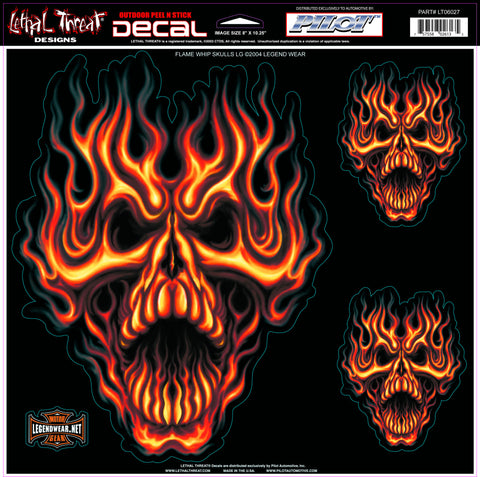 Burning Skull LT06027 Lethal Threat Decal - rodehawg