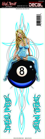 Pinstripe 8-Ball Girl  LT02020 Lethal Threat Decal