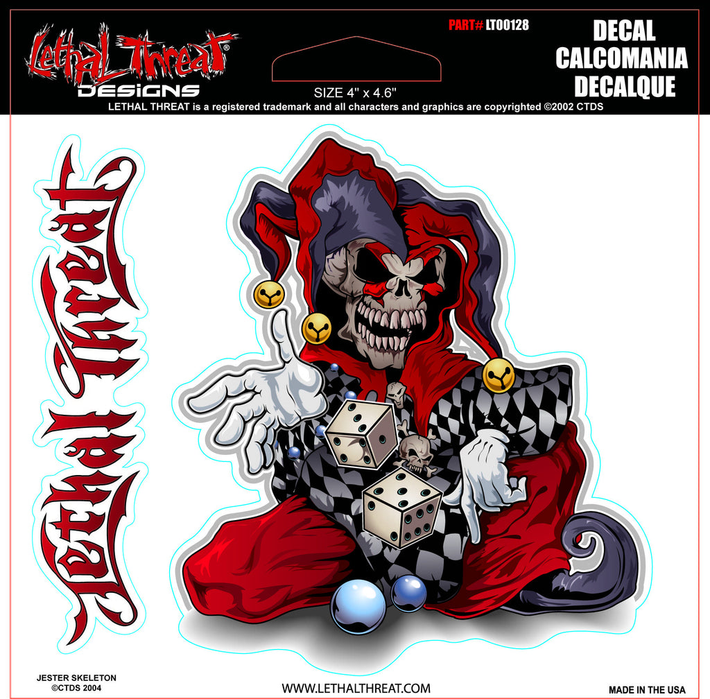 Jester Skeleton LT00128 Lethal Threat Decal - rodehawg