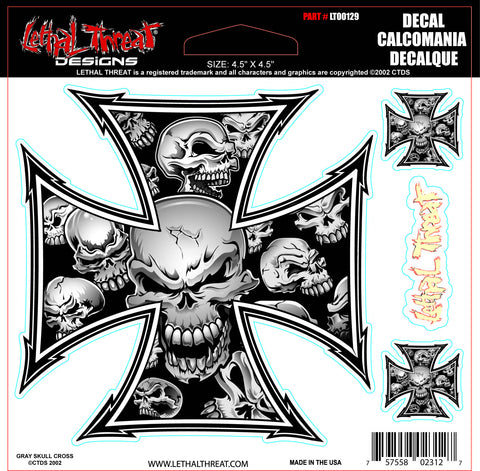 Grey Skull Cross LT00129 Lethal Threat Decal - rodehawg