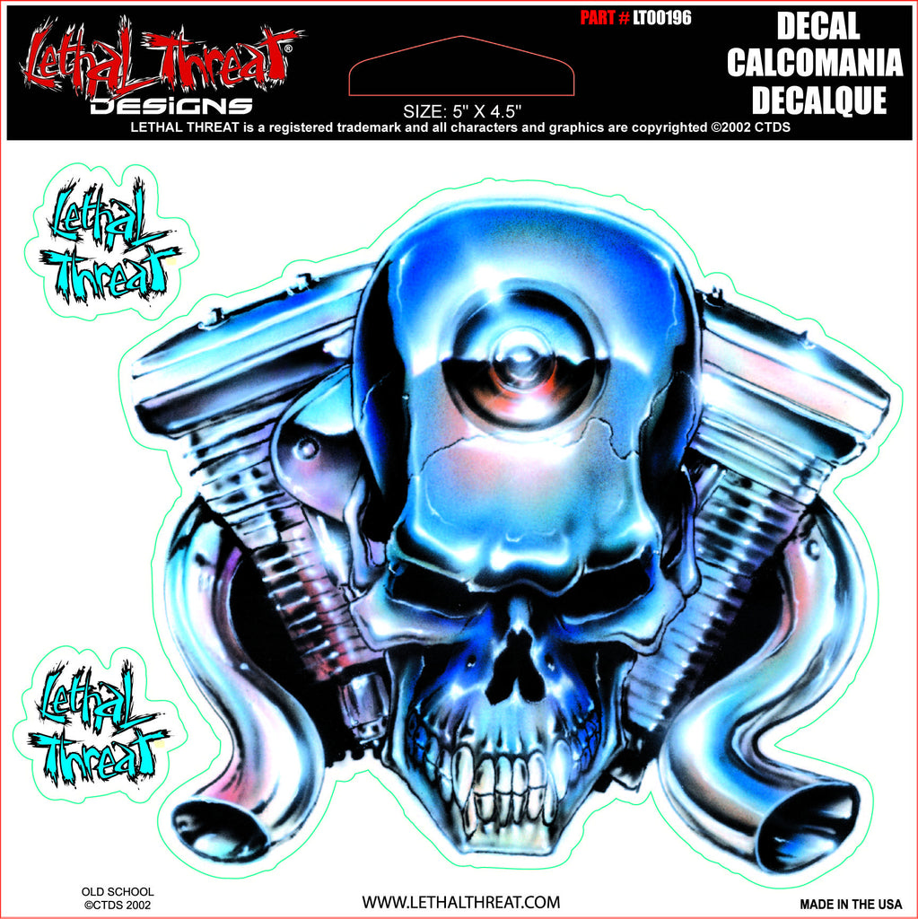 Chrome Engine Skull LT00196 Lethal Threat Decal - rodehawg