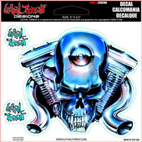 Chrome Engine Skull LT00196 Lethal Threat Decal - rodehawg