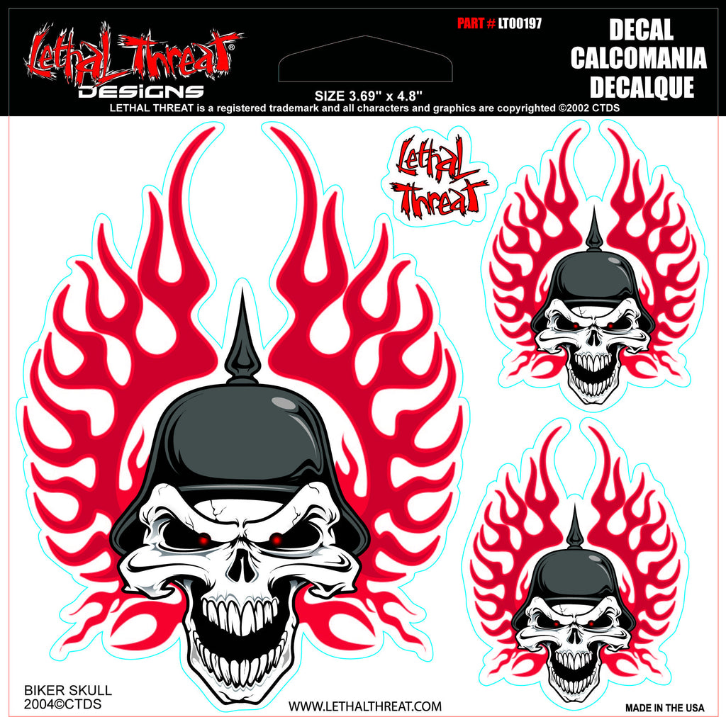 Biker Skull LT00197 Lethal Threat Decal - rodehawg