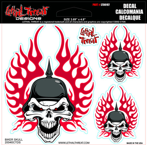 Biker Skull LT00197 Lethal Threat Decal - rodehawg