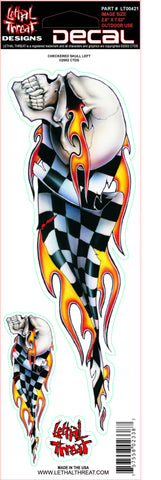 Checkered Skull left LT00421  Lethal Threat Decal - rodehawg
