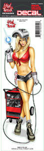 Red Welding Babe  LT00454 Lethal Threat Decal