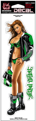 Green Helmet Babe  LT00500 Lethal Threat Decal - rodehawg