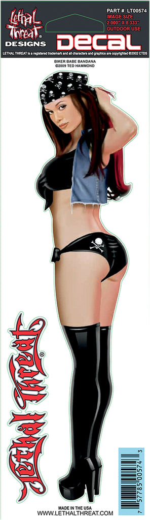 Biker Babe Bandana  LT00574 Lethal Threat Decal - rodehawg