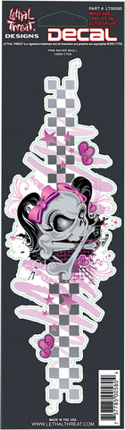 Pink Racer Skull  LT00580 Lethal Threat Decal - rodehawg