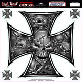 Iron Cross Grey Skull  LT06008 Lethal Threat Decal
