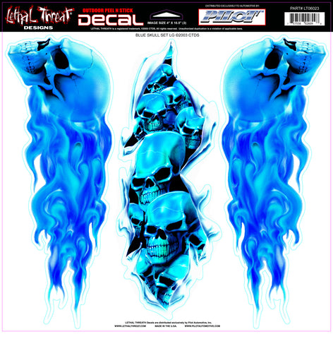 Blue Skull  LT06023 Lethal Threat Decal - rodehawg
