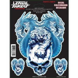 Tiger Skull + Dragon - 6" by 8"  - LT88079 Lethal Threat Decal