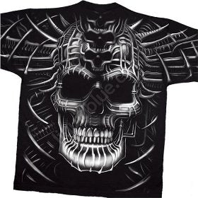 Cyber Skull, liquid blue, short sleeve, front & back print, T-shirt