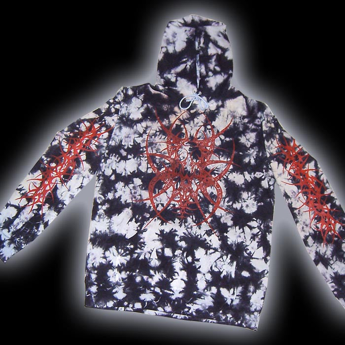 Red Tribal Hoodie Tie Die by Harry Crow X Large Front & Sleeve Print