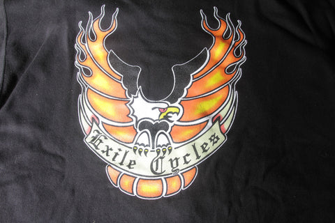 Exile Cycles - Exile Eagle on Black Long Sleeve T-shirt - rodehawg