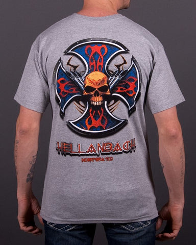Hellanbach Skull and Pipes Grey T-shirt - rodehawg