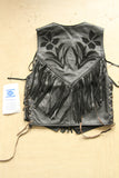 Fringed Rose Inlay (black) Ladies Vest / Waistcoat from Kerr Leathers Made in the USA - rodehawg
