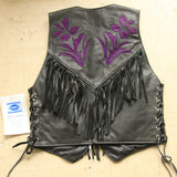 Fringed Rose Inlay (purple) Ladies Vest / Waistcoat from Kerr Leathers Made in the USA - rodehawg