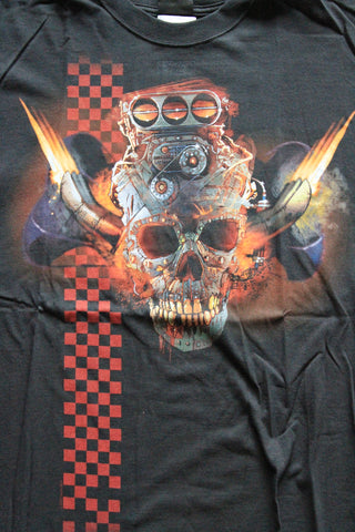 Racing Skull liquid blue, short sleeve, front print T-shirt