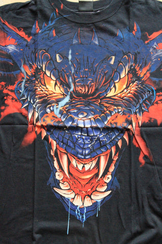 Dragon, liquid blue, short sleeve, front and back print T-shirt