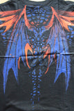 Dragon, liquid blue, short sleeve, front and back print T-shirt