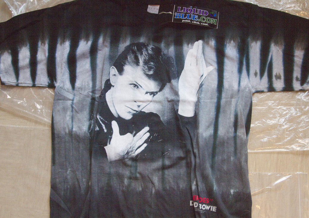 ﻿David Bowie, Heroes, liquid blue, short sleeve, T-shirt, L 44"