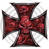 Red Skull Iron Cross  LT00199 Lethal Threat Decal