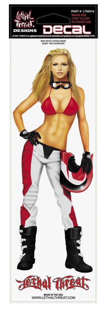 Red Motocross Babe  LT00514 Lethal Threat Decal