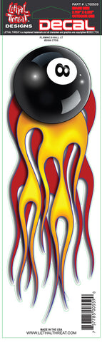 Flaming 8 Ball left  LT00559 Lethal Threat Decal - rodehawg