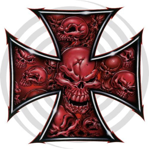 Iron Cross Red Skull  LT06003 Lethal Threat Decal