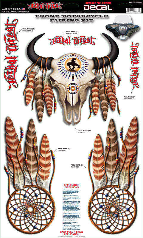 Cow Skull Fairing Kit  LT06668 Lethal Threat Decal - rodehawg