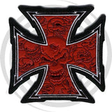 Red Iron Cross Skull LT30002 Lethal Threat Patch
