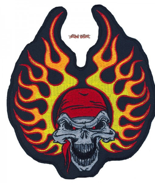 Flamed Bandana Skull  LT30006 Lethal Threat Patch - rodehawg