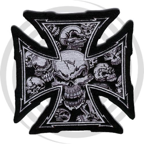 Grey Iron Cross Skull  LT30029 Lethal Threat Patch - rodehawg