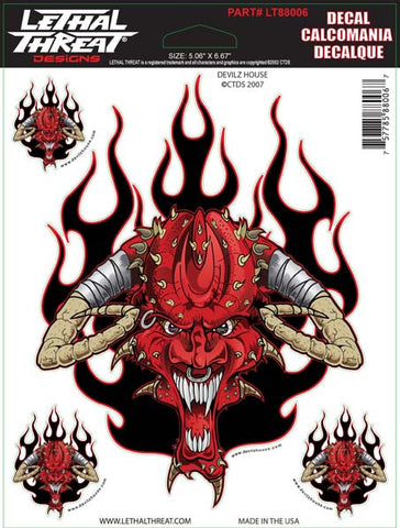 Devilz-House - 6" by 8"  - LT88006  Lethal threat Decal - rodehawg